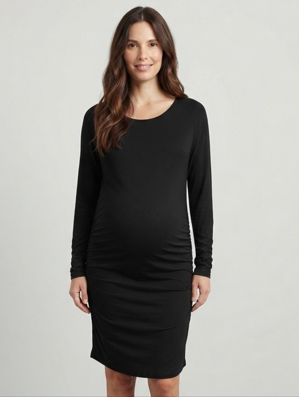 George Black Long Sleeve Maternity Midi Dress - Size L